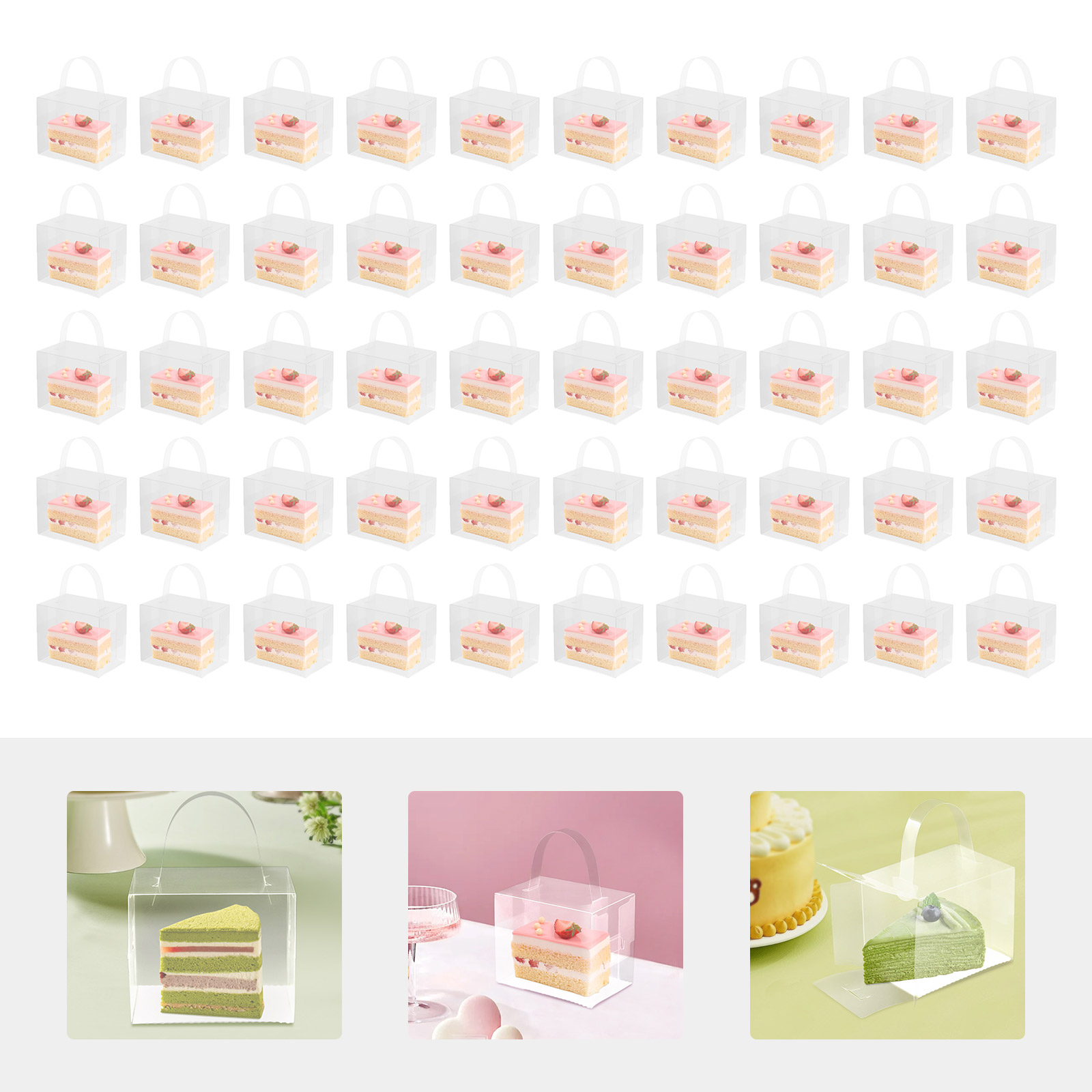 Wedding Favor Box - 50 Pcs Clear Cake Boxes Set,