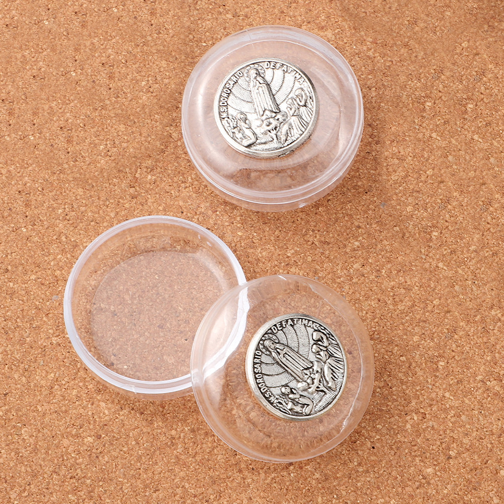 Wedding Favor Box - 2Pcs Luxury Metal Rosary Box Round