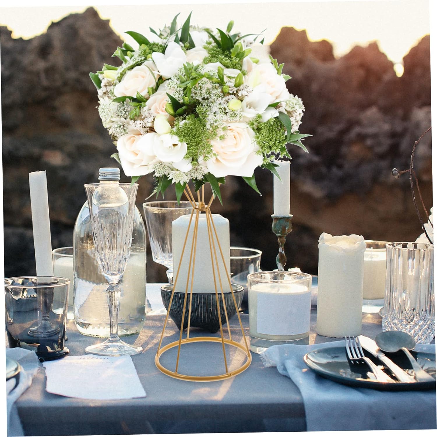 Gold Geometric Flower Stand Mo - đánh giá và giá Centerpiece Vase Tall