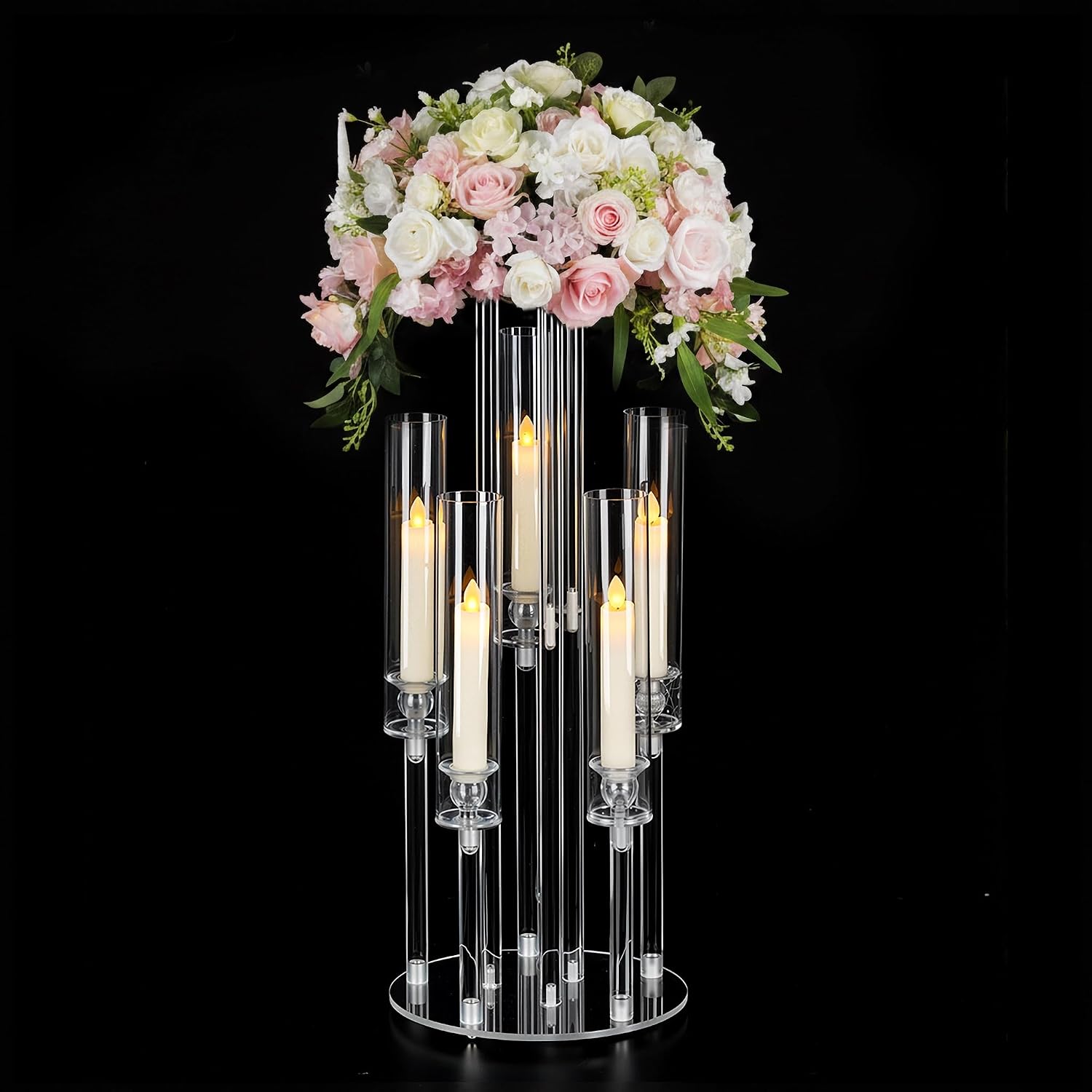 Clear 5-Arm Acrylic Candelabra - đánh giá và giá Centerpiece Vase Tall