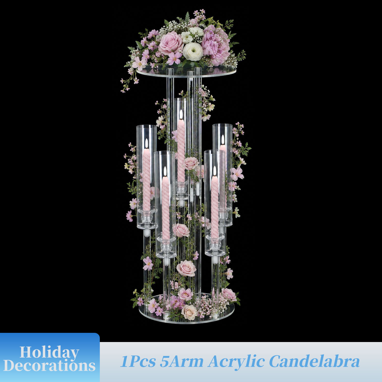 Clear 5-Arm Acrylic Candelabra - đánh giá và giá Centerpiece Vase Tall