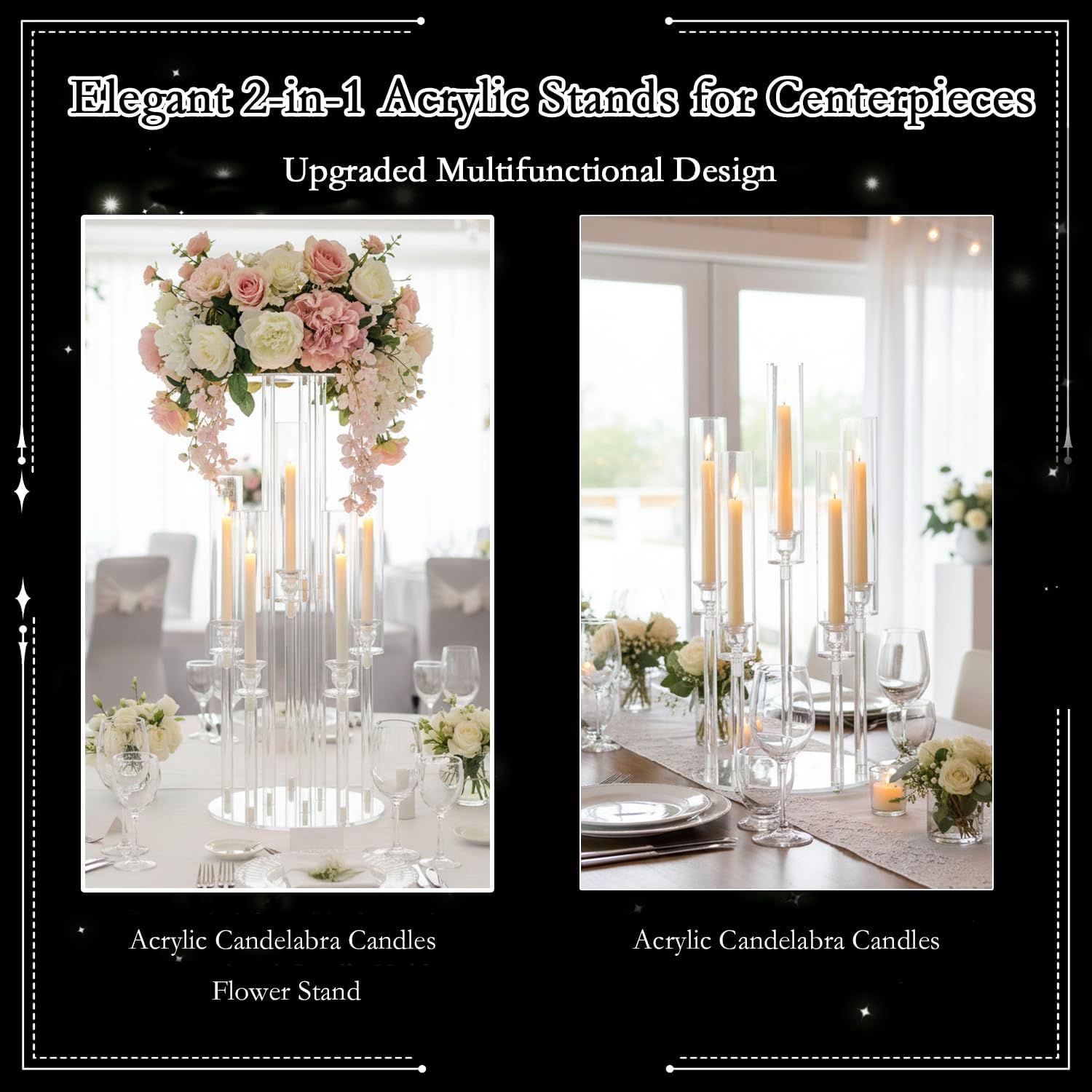 Clear 5-Arm Acrylic Candelabra - đánh giá và giá Centerpiece Vase Tall