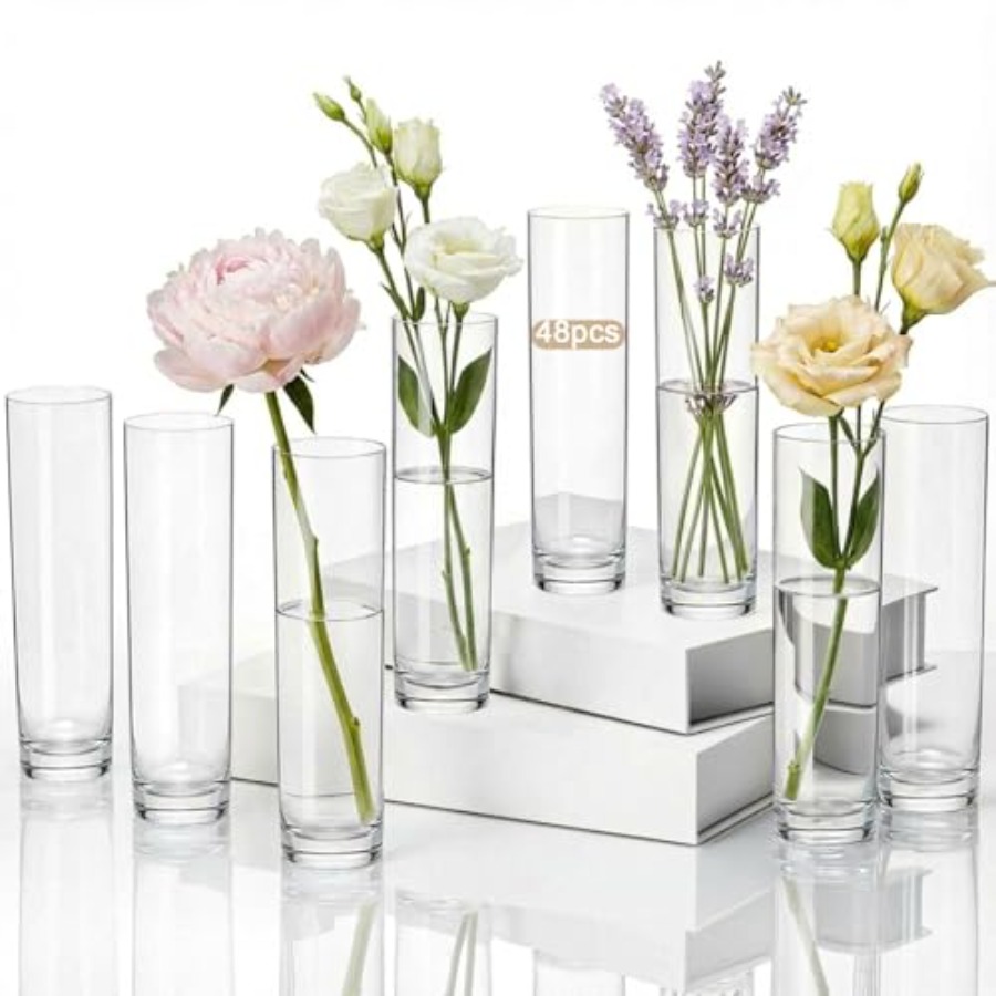 48 Pcs acrylic cylinder bud va - đánh giá và giá Centerpiece Vase Tall