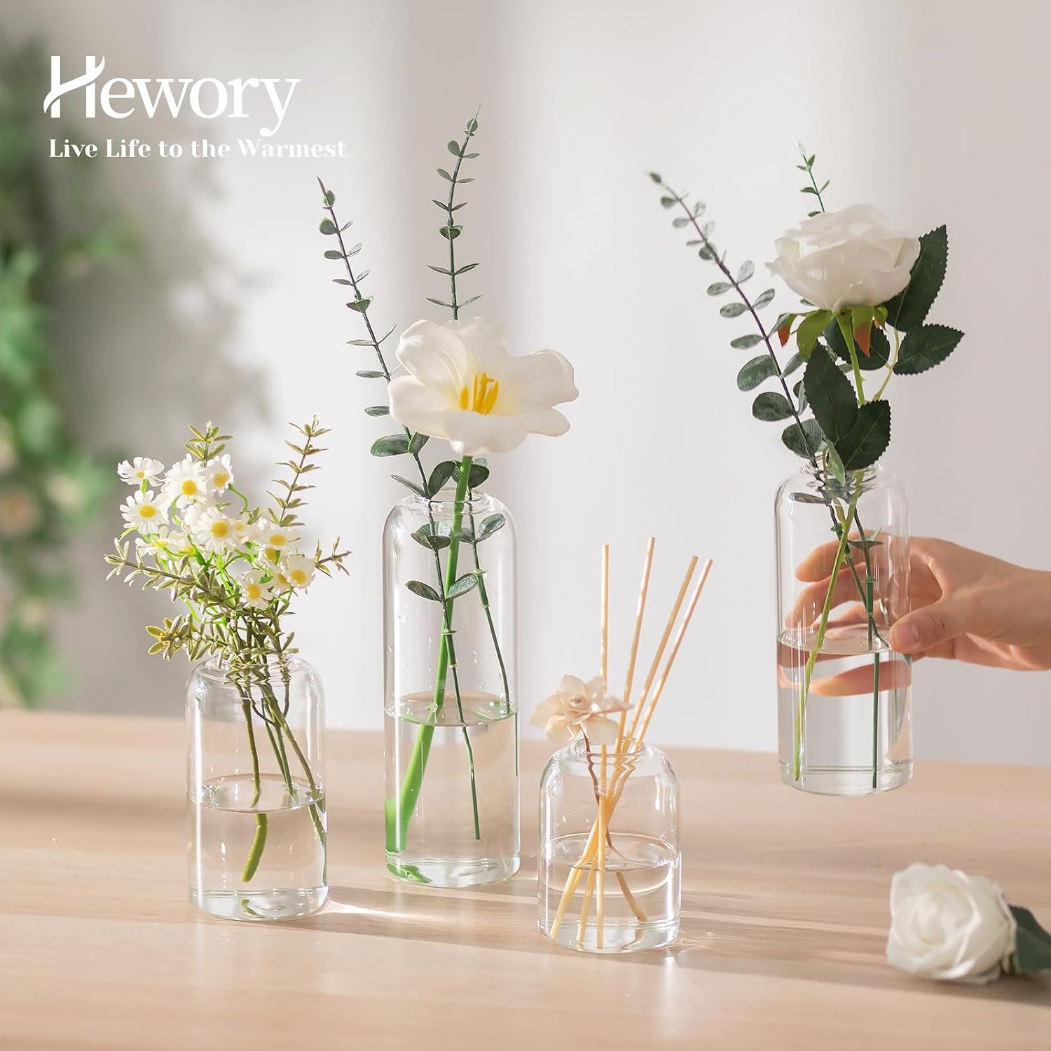 Hewory Glass Bud Vases for Flo - đánh giá và giá Centerpiece Vase Tall