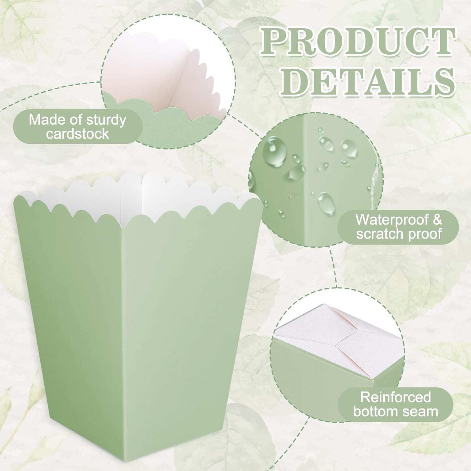 12 pcs  Sage Green Mini Popcor - đánh giá và giá Wedding Favor Box